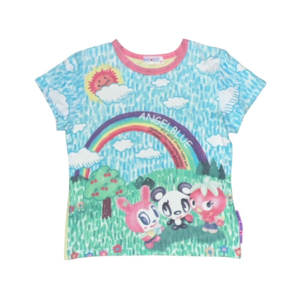 Angel blue rainbow garden baby tee y2k
